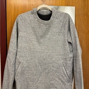 Lululemon At Ease Crew Mens Medium Gray Sweatshirt Pullover Pockets Textured
